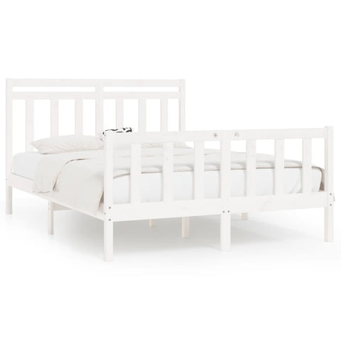 vidaXL Bed Frame without Mattress White Solid Wood Pine 160x200 cm