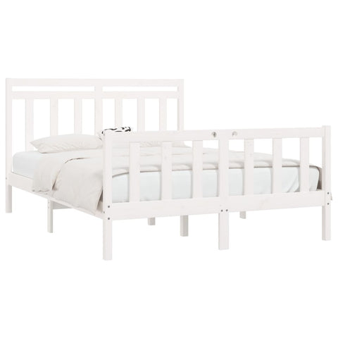 vidaXL Bed Frame without Mattress White Solid Wood Pine 160x200 cm