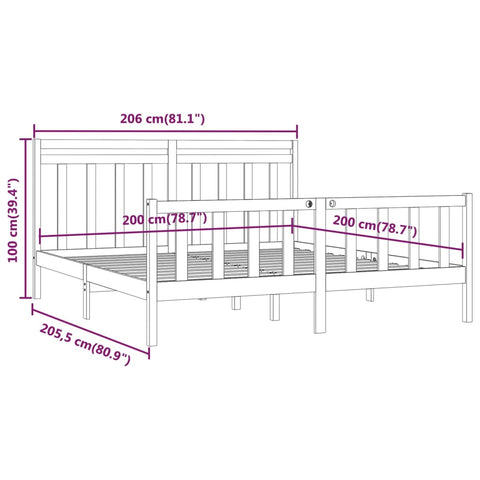 vidaXL Bed Frame Solid Wood Pine 200x200 cm