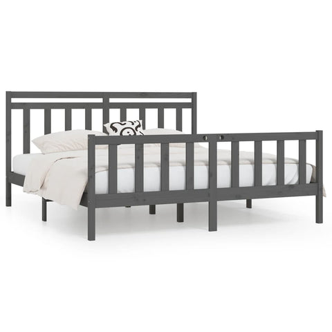 vidaXL Bed Frame without Mattress Grey Solid Wood Pine 200x200 cm