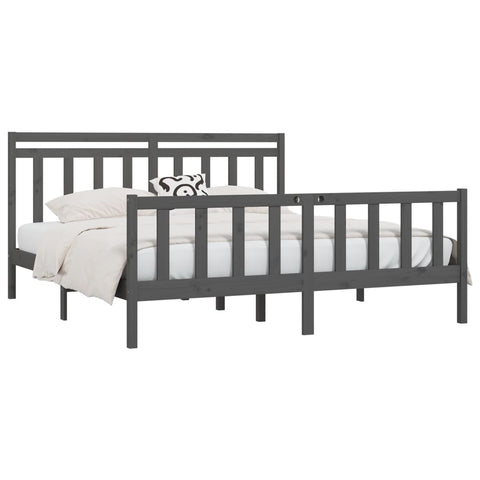 vidaXL Bed Frame without Mattress Grey Solid Wood Pine 200x200 cm