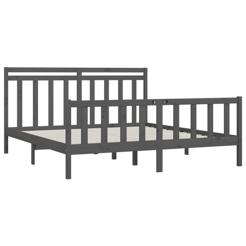 vidaXL Bed Frame without Mattress Grey Solid Wood Pine 200x200 cm