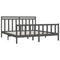 vidaXL Bed Frame without Mattress Grey Solid Wood Pine 200x200 cm