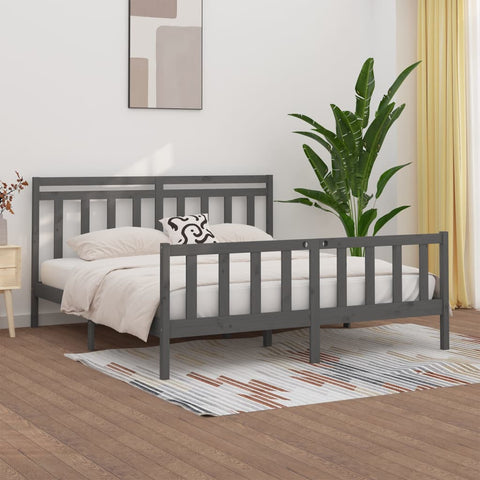 vidaXL Bed Frame without Mattress Grey Solid Wood Pine 200x200 cm