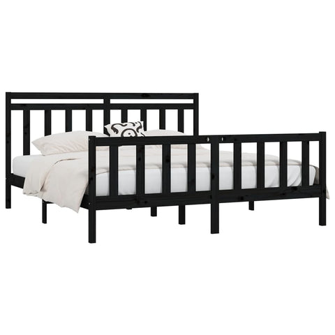 vidaXL Bed Frame without Mattress Black Solid Wood Pine 200x200 cm