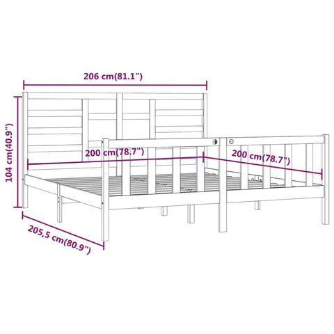 vidaXL Bed Frame without Mattress White 200x200 cm Solid Wood Pine