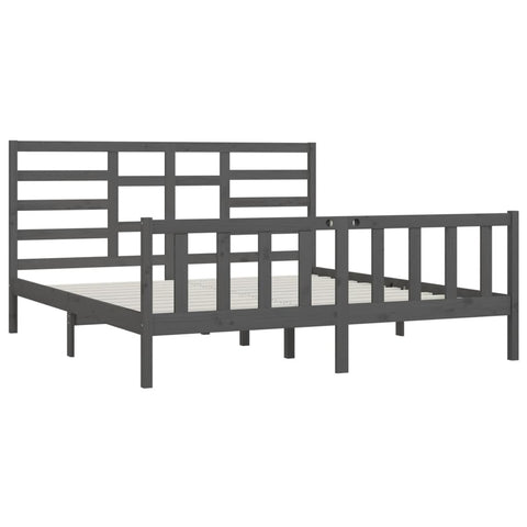 vidaXL Bed Frame without Mattress Grey 200x200 cm Solid Wood Pine