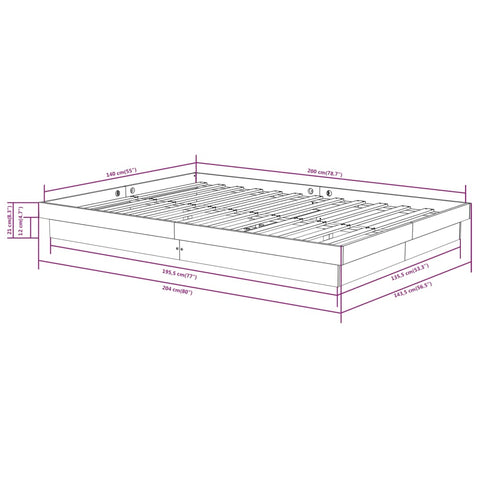819908 vidaXL Bed Frame without Mattress White Solid Wood 140x200 cm
