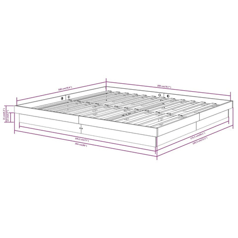 vidaXL Bed Frame without Mattress Solid Wood Super King