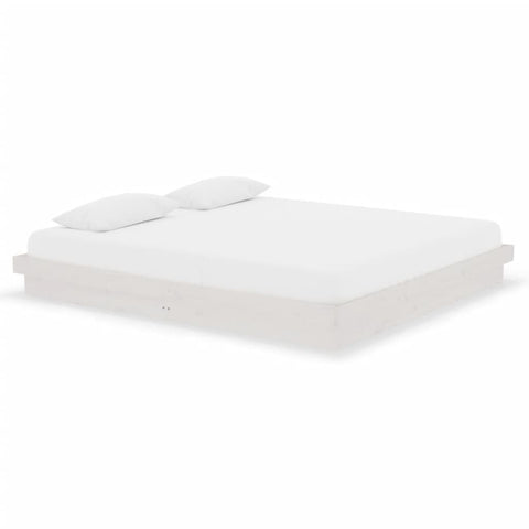vidaXL Bed Frame without Mattress White Solid Wood Super King