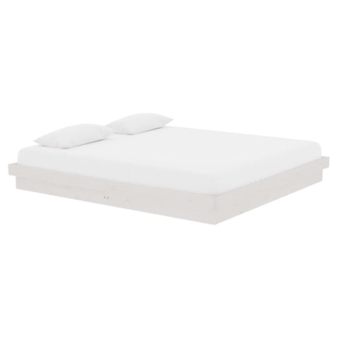 vidaXL Bed Frame without Mattress White Solid Wood Super King