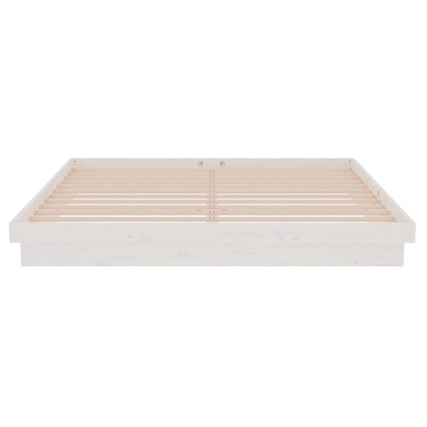 vidaXL Bed Frame without Mattress White Solid Wood Super King