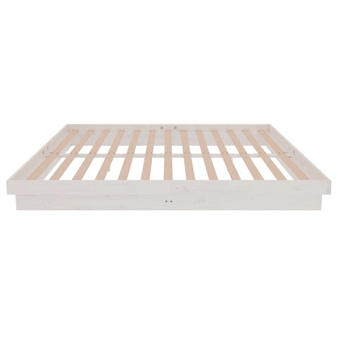 vidaXL Bed Frame without Mattress White Solid Wood Super King