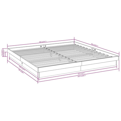 vidaXL Bed Frame without Mattress Solid Wood 200x200 cm
