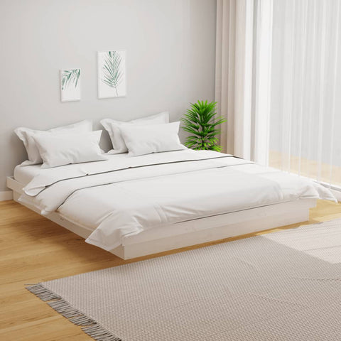 vidaXL Bed Frame without Mattress White Solid Wood 200x200 cm