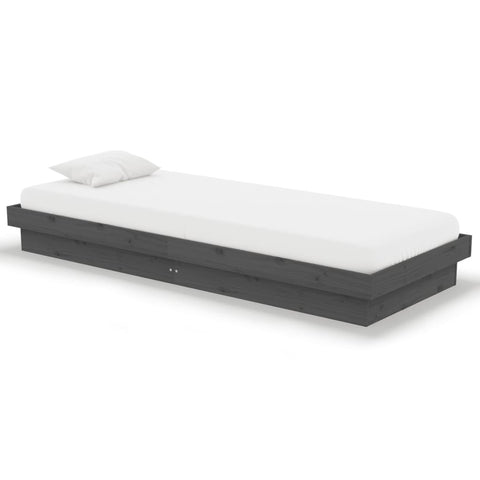 vidaXL Bed Frame without Mattress Grey Solid Wood Small Single