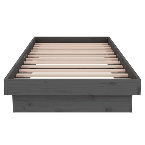 vidaXL Bed Frame without Mattress Grey Solid Wood Small Single