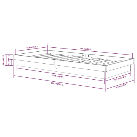 vidaXL Bed Frame without Mattress Honey Brown Solid Wood Small Single