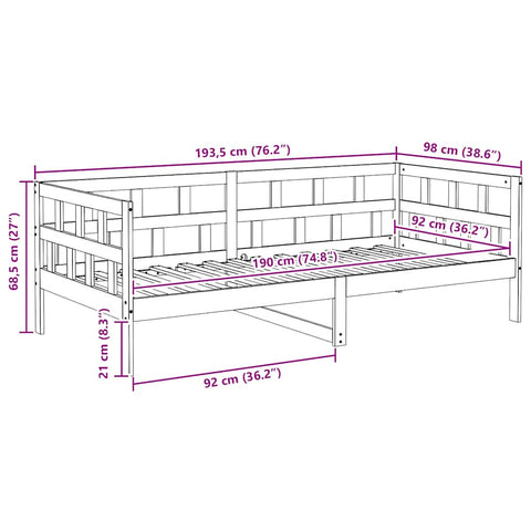 vidaXL Day Bed without Mattress White Solid Wood Pine 90x190 cm Single