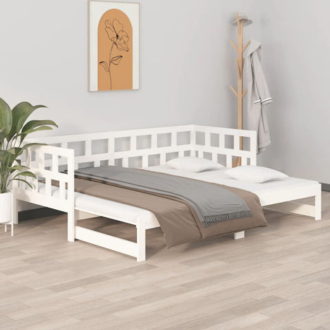 vidaXL Pull-out Day Bed without Mattress White 2x(90x200) cm