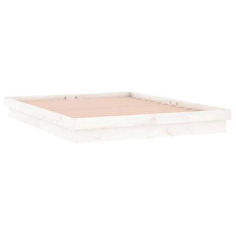 vidaXL LED Bed Frame without Mattress White Super King Solid Wood