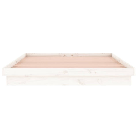 vidaXL LED Bed Frame without Mattress White Super King Solid Wood