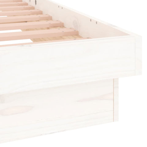 vidaXL LED Bed Frame without Mattress White Super King Solid Wood