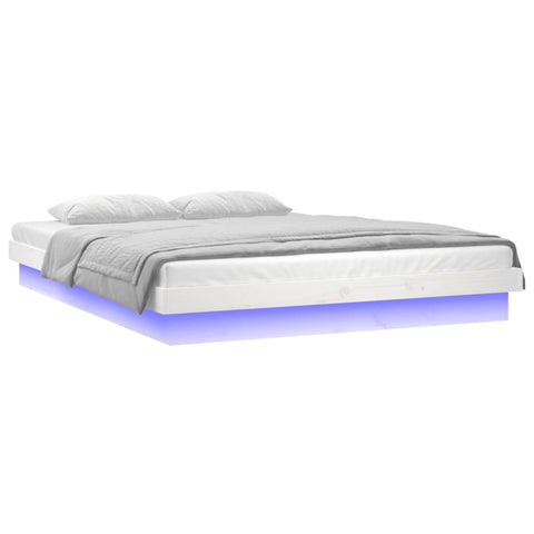 vidaXL LED Bed Frame without Mattress White 200x200 cm Solid Wood
