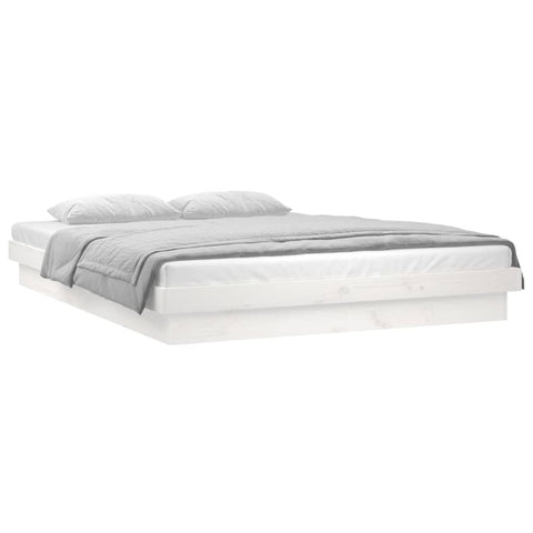 vidaXL LED Bed Frame without Mattress White 140x190 cm Solid Wood