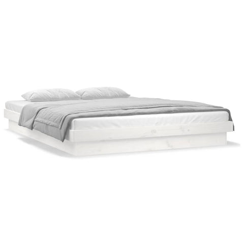 vidaXL LED Bed Frame without Mattress White 140x190 cm Solid Wood