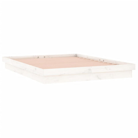 vidaXL LED Bed Frame without Mattress White 140x190 cm Solid Wood