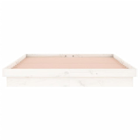vidaXL LED Bed Frame without Mattress White 140x190 cm Solid Wood