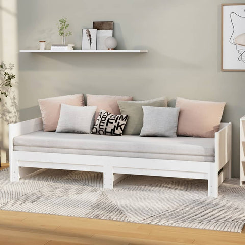 vidaXL Pull-out Day Bed without Mattress White 2x(80x200) cm