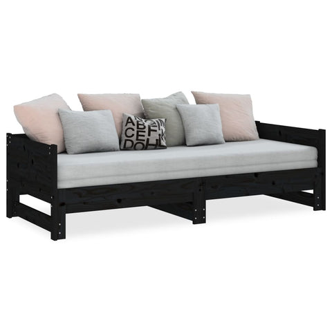 vidaXL Pull-out Day Bed without Mattress Black 2x(80x200) cm