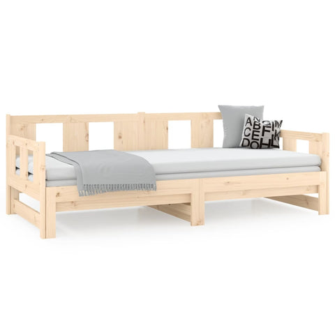 vidaXL Pull-out Day Bed without Mattress Solid Wood Pine 2x(90x200) cm