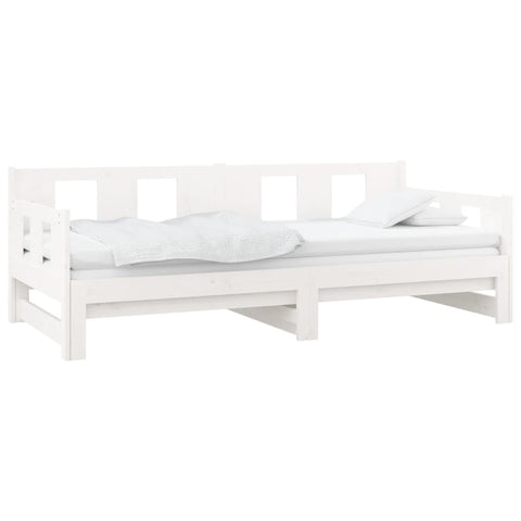 vidaXL Pull-out Day Bed without Mattress White Solid Wood Pine 2x cm