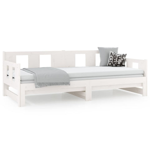 vidaXL Pull-out Day Bed without Mattress White Solid Wood Pine 2x cm