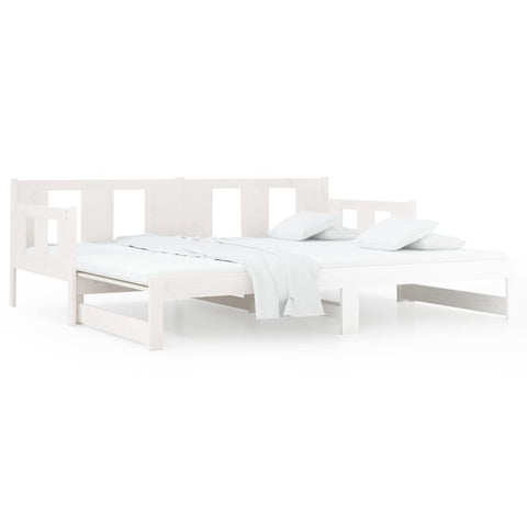 vidaXL Pull-out Day Bed without Mattress White Solid Wood Pine 2x cm