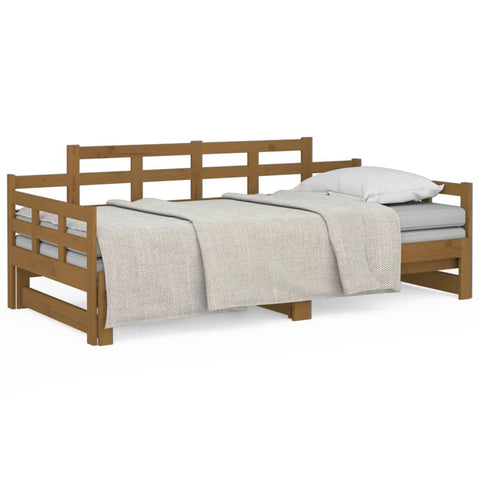 vidaXL Pull-out Day Bed without Mattress Honey Brown 2x(90x200) cm