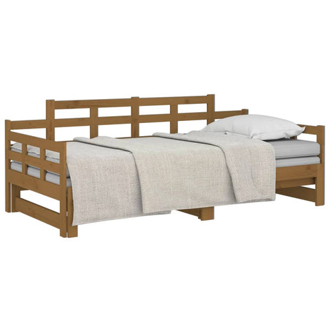 vidaXL Pull-out Day Bed without Mattress Honey Brown 2x(90x200) cm