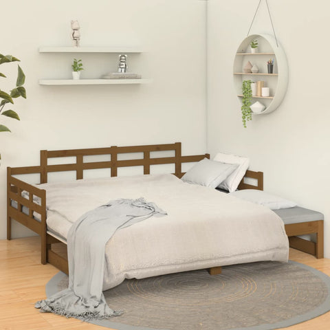 vidaXL Pull-out Day Bed without Mattress Honey Brown 2x(90x200) cm