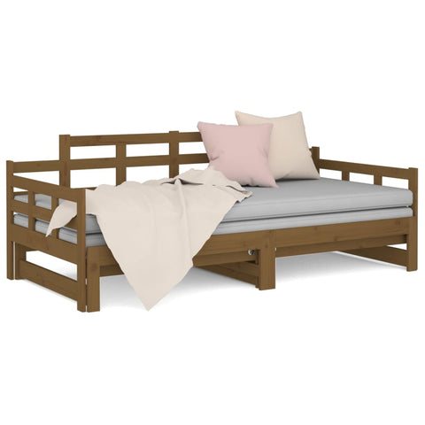 vidaXL Pull-out Day Bed without Mattress Honey Brown 2x(90x200) cm