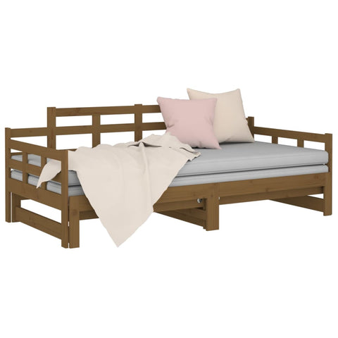 vidaXL Pull-out Day Bed without Mattress Honey Brown 2x(90x200) cm