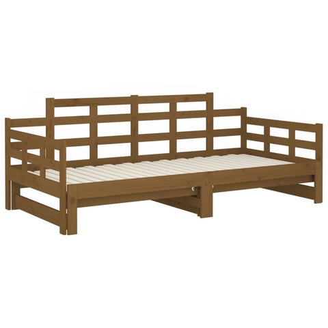 vidaXL Pull-out Day Bed without Mattress Honey Brown 2x(90x200) cm