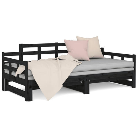 vidaXL Pull-out Day Bed without Mattress Black 2x(90x200) cm