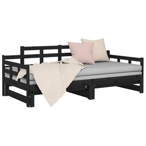 vidaXL Pull-out Day Bed without Mattress Black 2x(90x200) cm