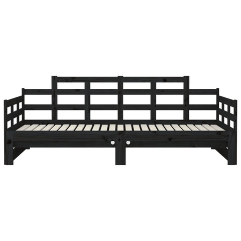vidaXL Pull-out Day Bed without Mattress Black 2x(90x200) cm