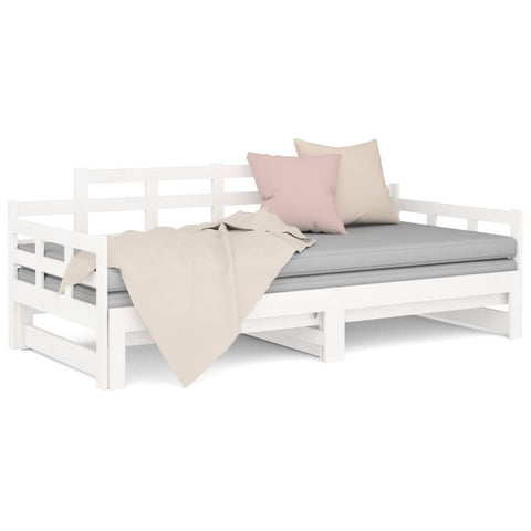 vidaXL Pull-out Day Bed without Mattress White Solid Wood Pine 2x cm