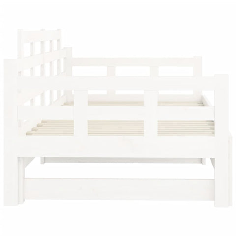 vidaXL Pull-out Day Bed without Mattress White Solid Wood Pine 2x cm