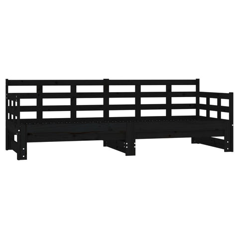 vidaXL Pull-out Day Bed without Mattress Black 2x(80x200) cm